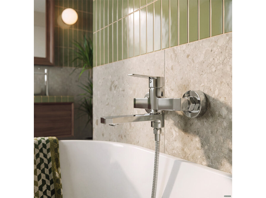 COLMENA wall-mounted bath and shower mixer without shower set, chrome, Chrome - photo 6