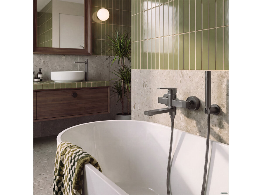 COLMENA wall-mounted bath and shower mixer without shower set, graphite, Graphite - photo 6