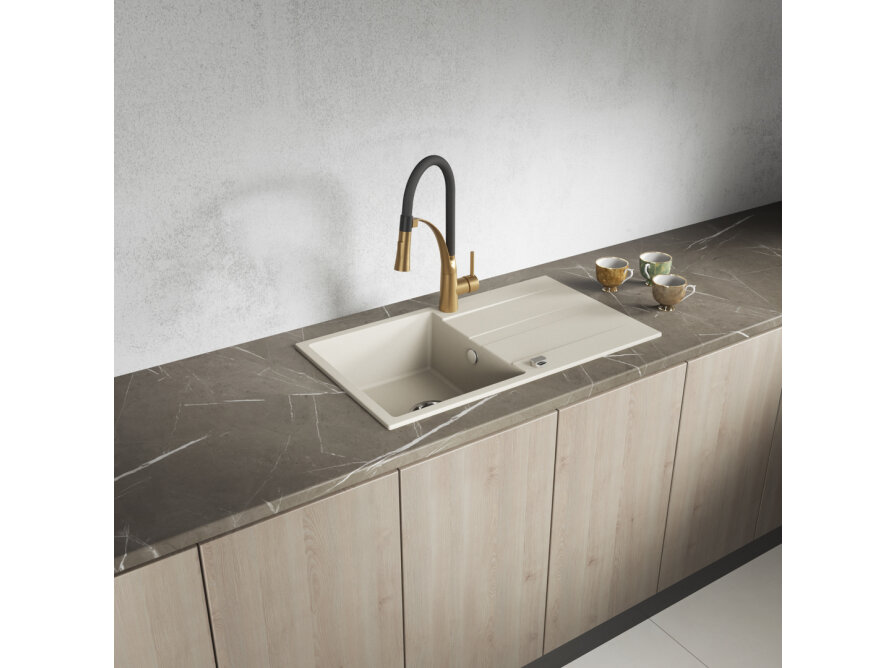 Laut - granite sink - 1 bowl with a drainer, Beige - photo 2