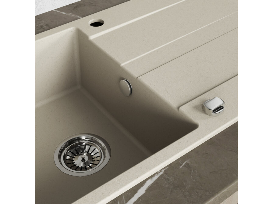 Laut - granite sink - 1 bowl with a drainer, Beige - photo 5