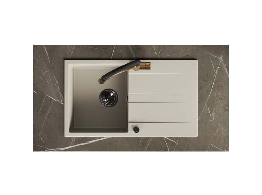 Laut - granite sink - 1 bowl with a drainer, Beige - photo 4