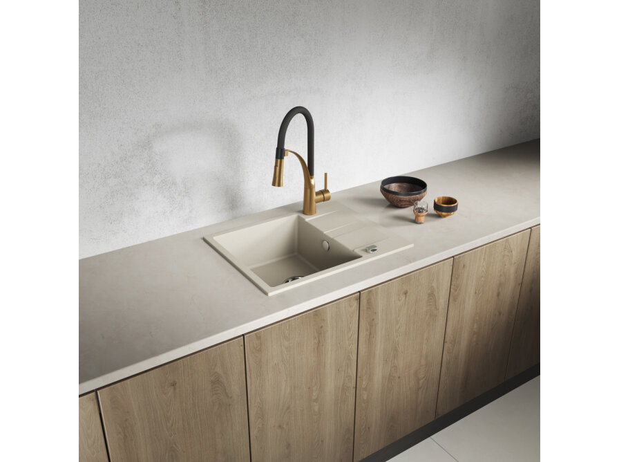 Laut - zlewozmywak 1-komorowy z półociekaczem, Beż - zdjęcie 2