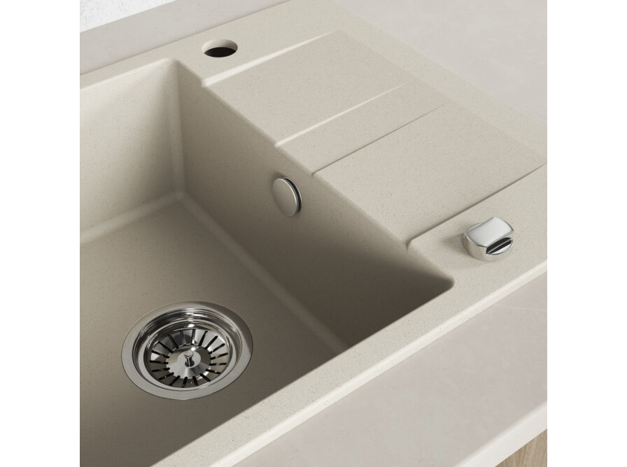Laut - zlewozmywak 1-komorowy z półociekaczem, Beż - zdjęcie 5