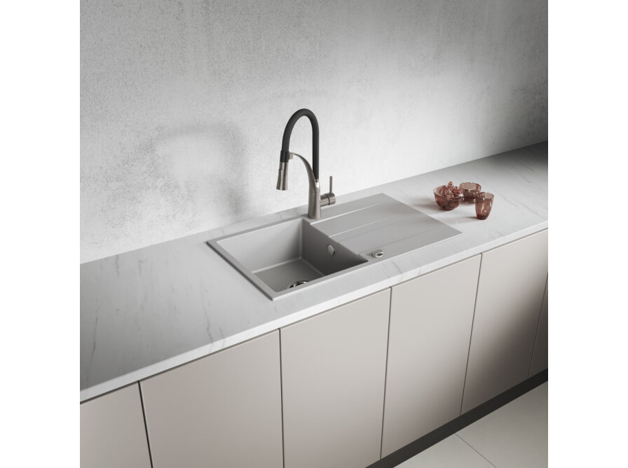 Laut - granite sink - 1 bowl with a drainer, Grey - photo 2
