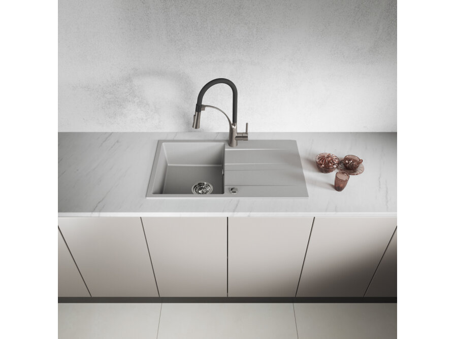 Laut - granite sink - 1 bowl with a drainer, Grey - photo 3