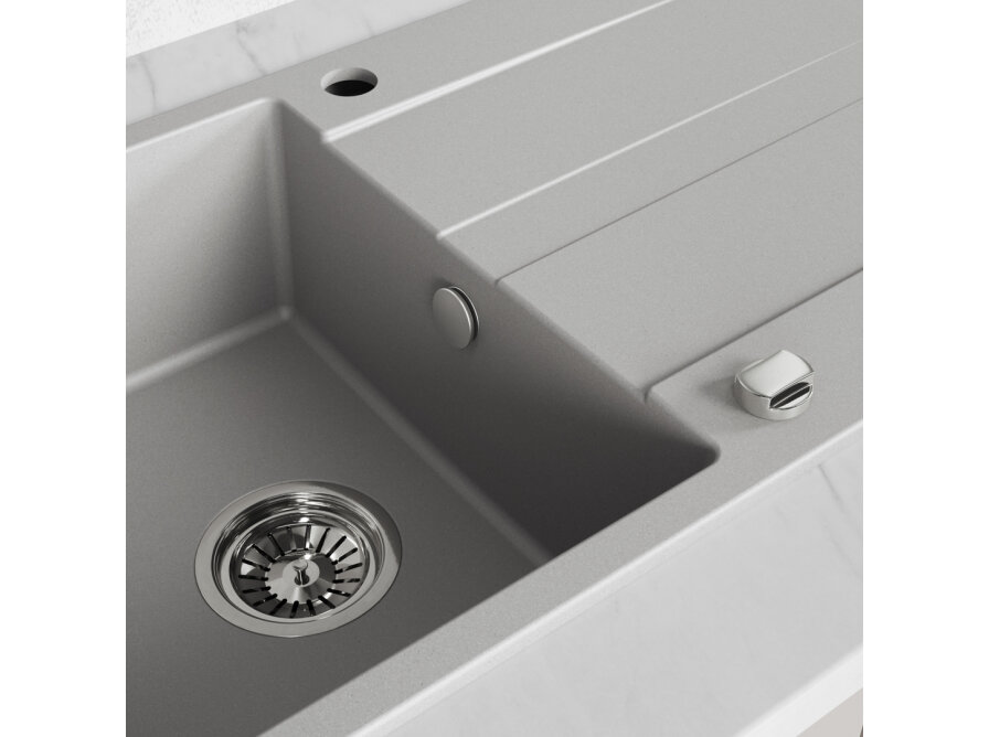 Laut - granite sink - 1 bowl with a drainer, Grey - photo 5