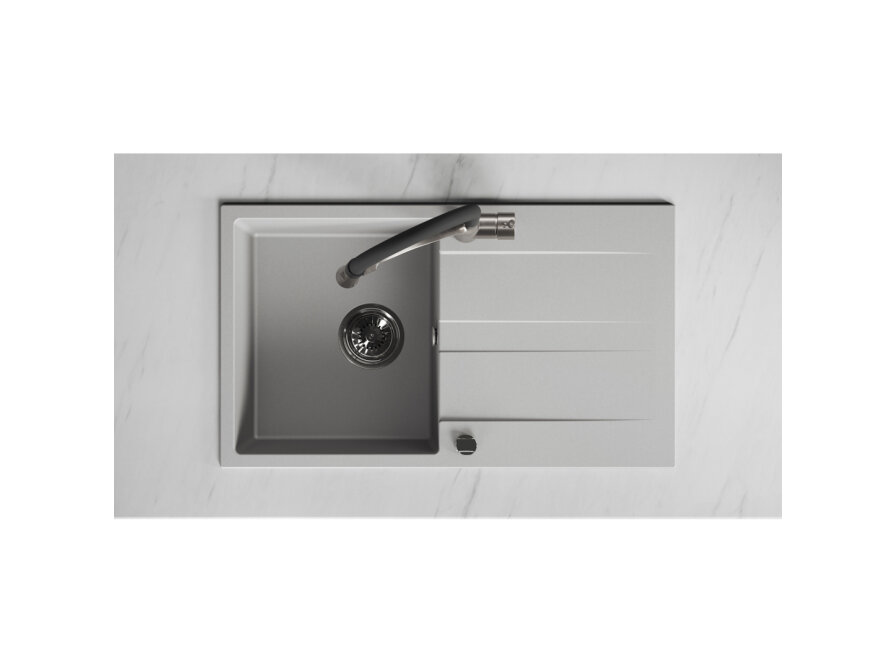 Laut - granite sink - 1 bowl with a drainer, Grey - photo 4