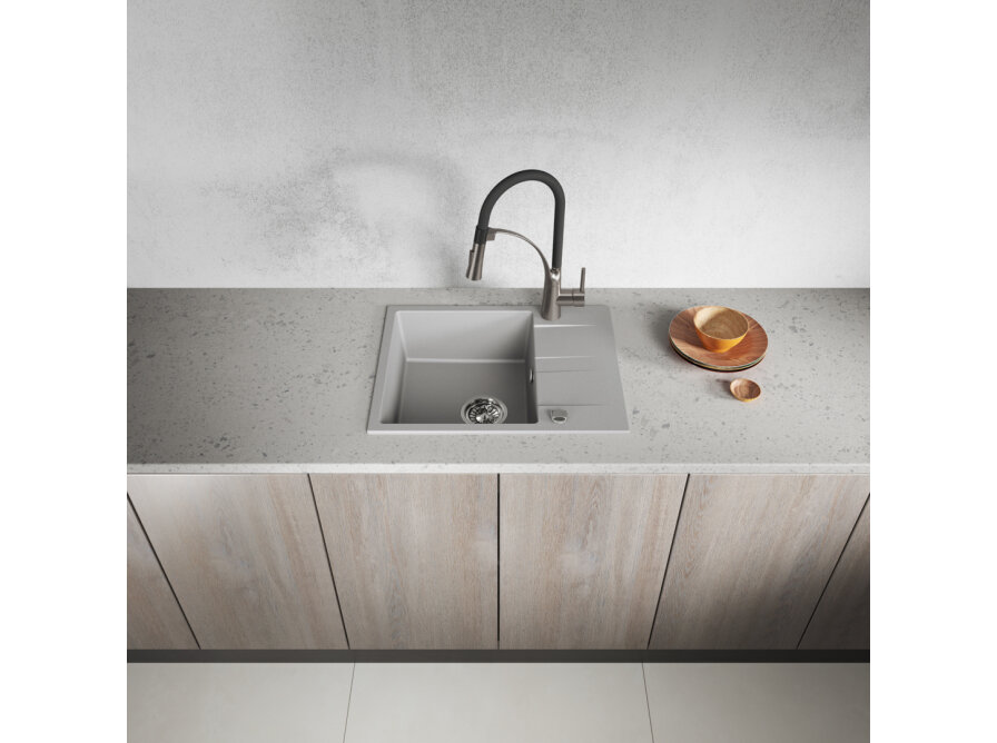 Laut - zlewozmywak 1-komorowy z półociekaczem, Szare - zdjęcie 3