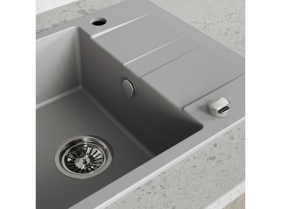 Laut - zlewozmywak 1-komorowy z półociekaczem, Szare - zdjęcie 5