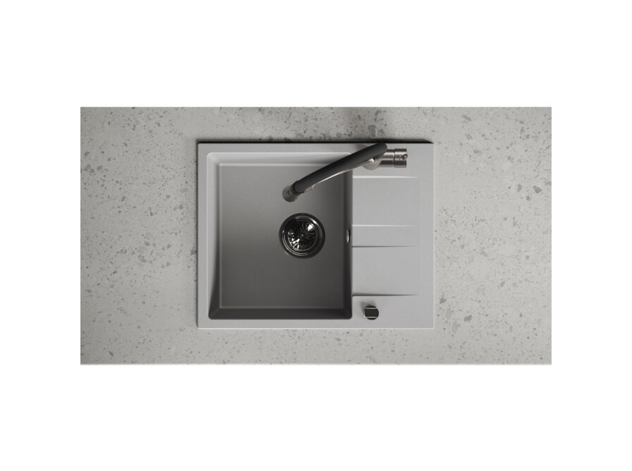 Laut - zlewozmywak 1-komorowy z półociekaczem, Szare - zdjęcie 4