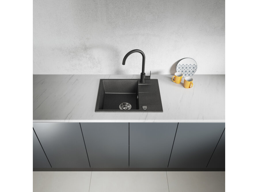 Laut - zlewozmywak 1-komorowy z półociekaczem, Czarne - zdjęcie 3