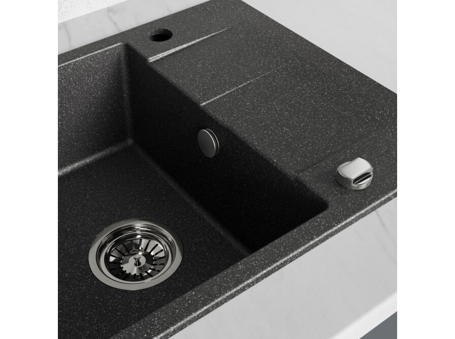 Laut - zlewozmywak 1-komorowy z półociekaczem, Czarne - zdjęcie 5