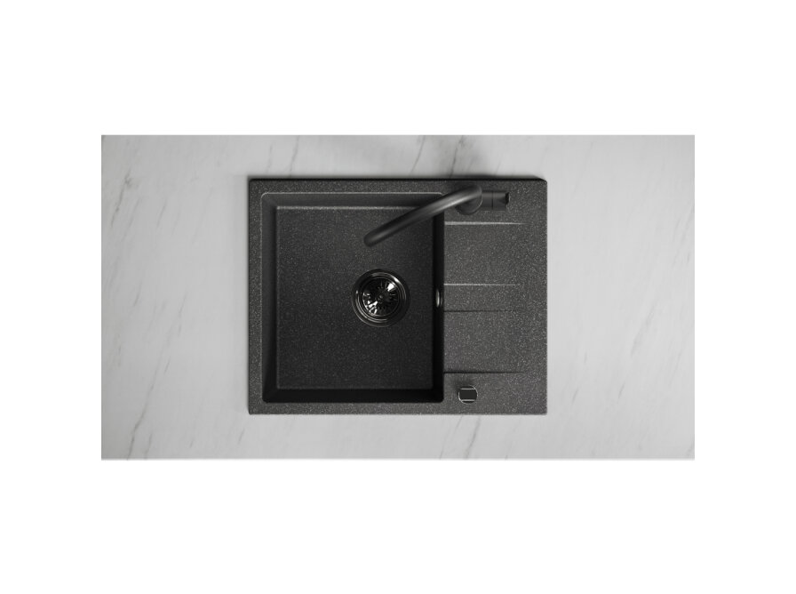 Laut - zlewozmywak 1-komorowy z półociekaczem, Czarne - zdjęcie 4