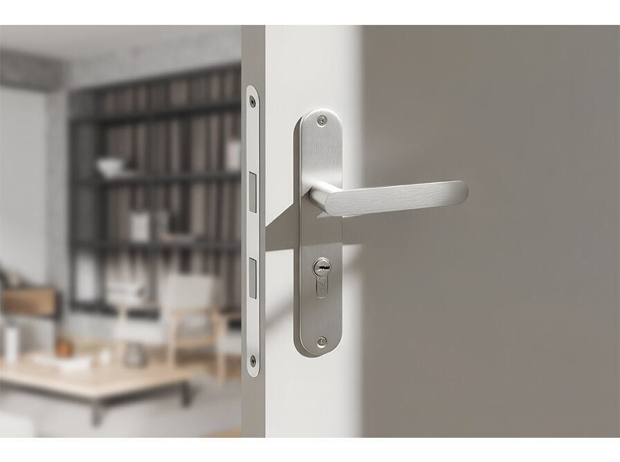 MALAGA klamka na szyldzie długim na wkładkę, Satyna mat - zdjęcie 2