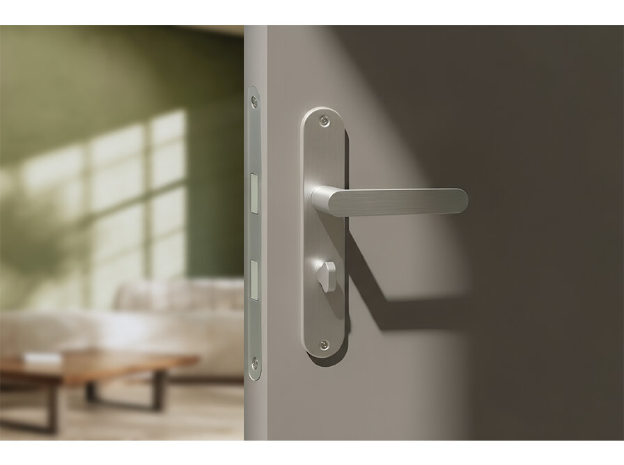 MALAGA klamka na szyldzie długim WC, Satyna mat - zdjęcie 2