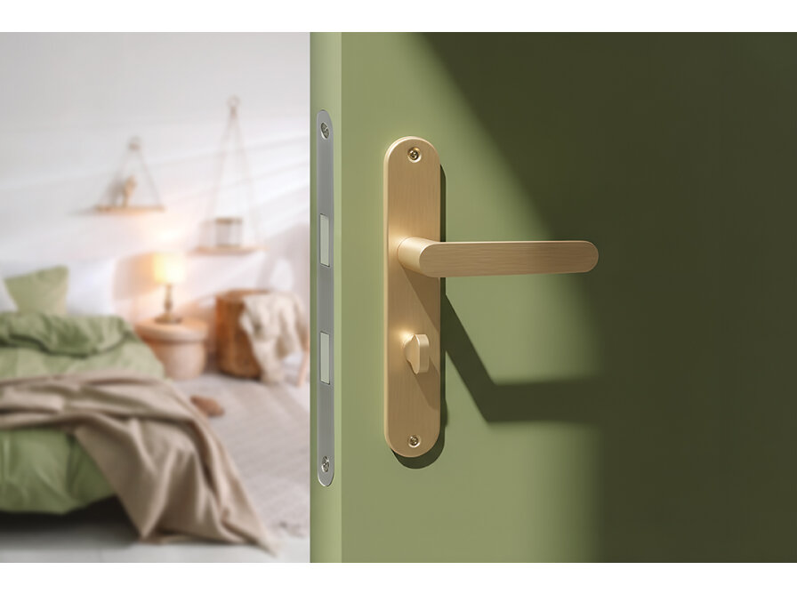 MALAGA klamka na szyldzie długim WC, Złote szczotkowane - zdjęcie 2