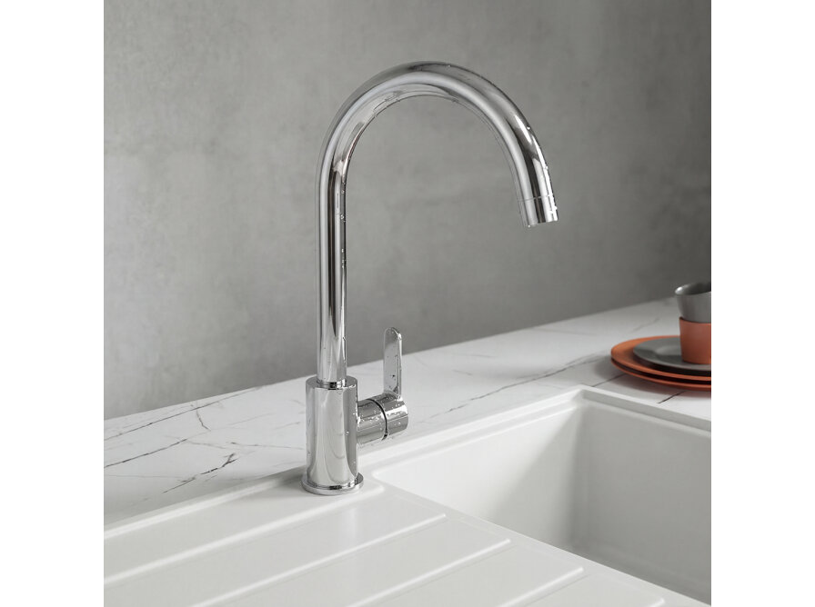 MONO bateria zlewozmywakowa stojąca z wylewką U, chrom, Chrom - zdjęcie 5