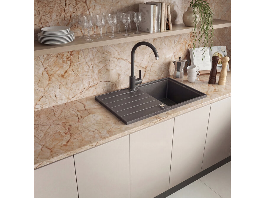 MONO bateria zlewozmywakowa stojąca z wylewką U, czarne, Czarne - zdjęcie 6