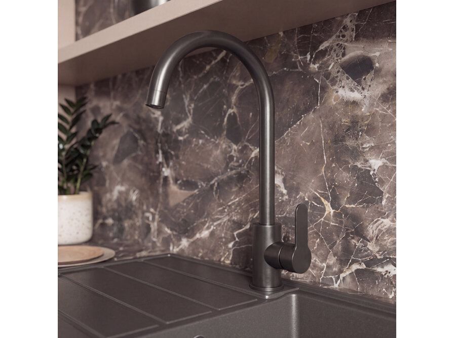 MONO bateria zlewozmywakowa stojąca z wylewką U, czarne, Czarne - zdjęcie 5