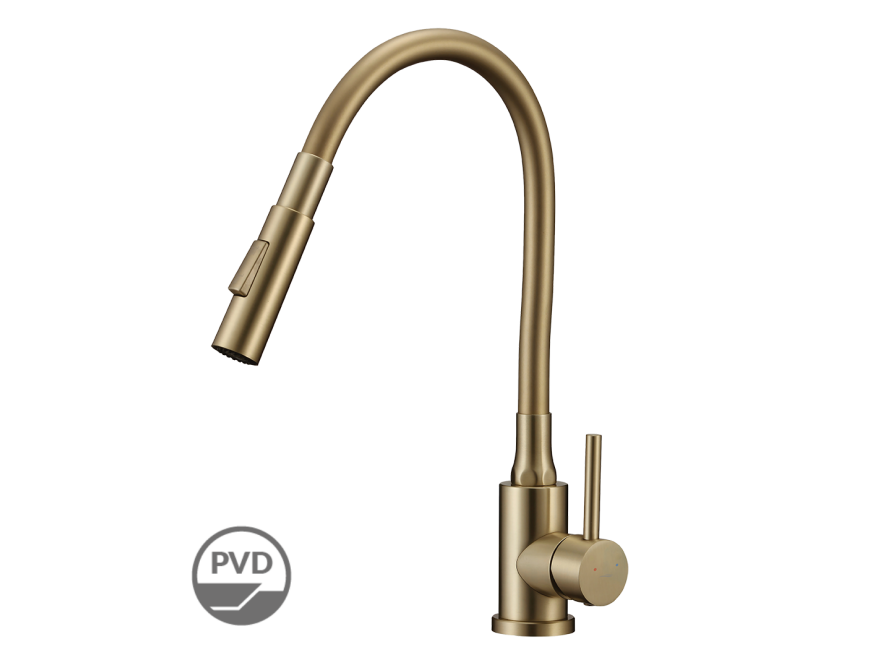 VELIA upright sink mixer with elastic 2-function spout, champagne gold, Champagne gold - photo 2