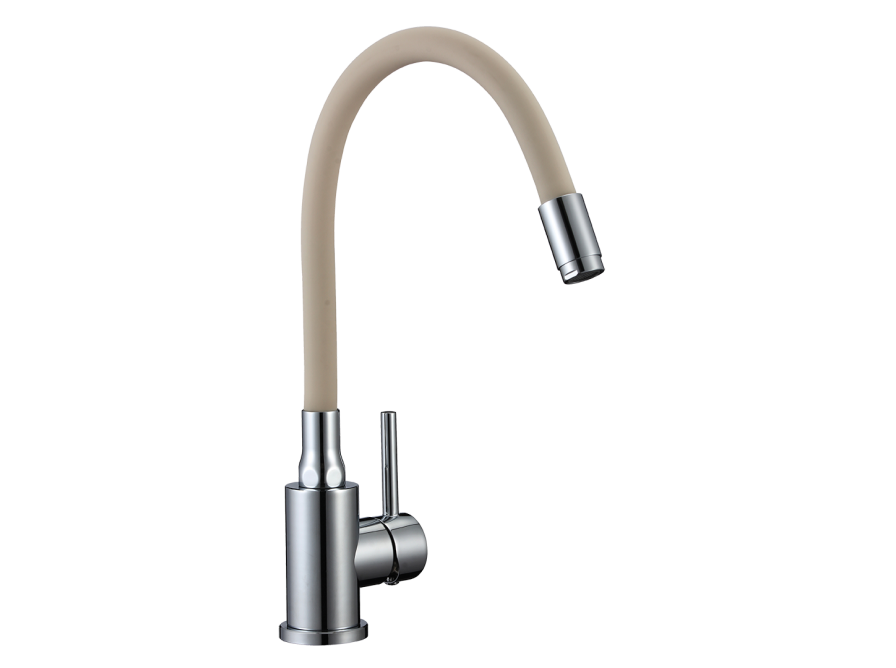 NAVIRA bateria zlewozmywakowa stojąca z elastyczną wylewką, chrom/beż, Chrom/beż - zdjęcie 4