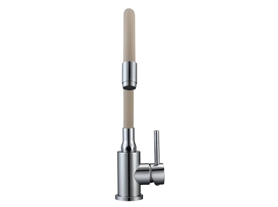 NAVIRA bateria zlewozmywakowa stojąca z elastyczną wylewką, chrom/beż, Chrom/beż - zdjęcie 3