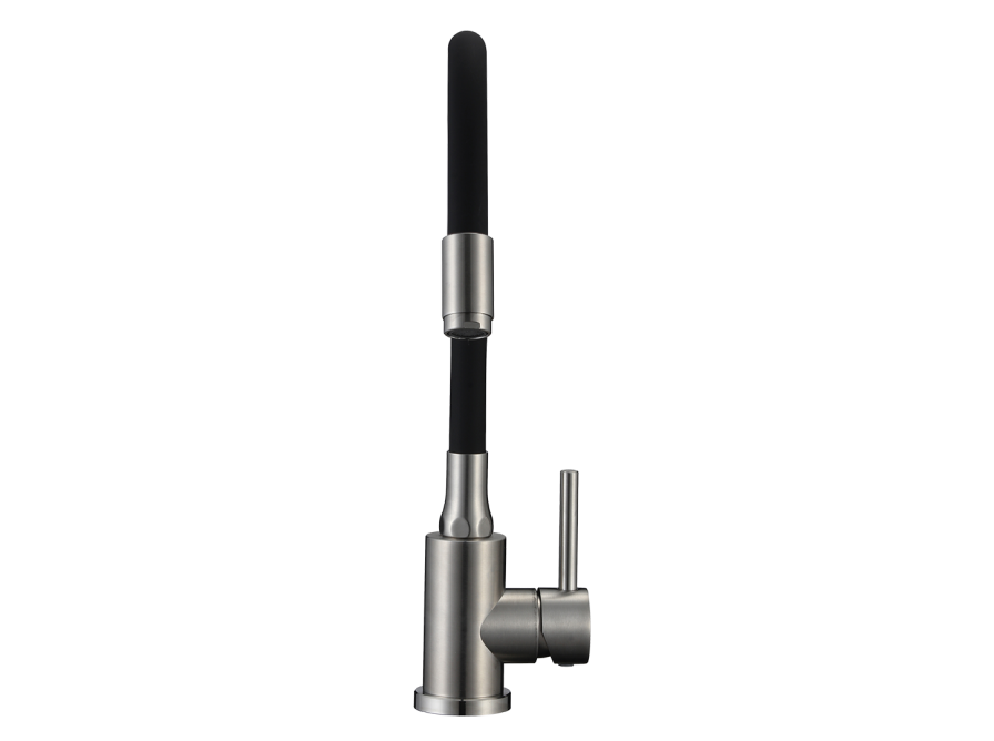 NAVIRA bateria zlewozmywakowa stojąca z elastyczną wylewką, stal szczatkowana/czarne, Stal szczotkowana/czarne - zdjęcie 3