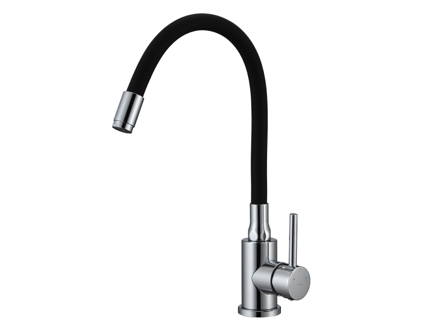 NAVIRA bateria zlewozmywakowa stojąca z elastyczną wylewką, chrom/czarne, Chrom/czarne - zdjęcie 1