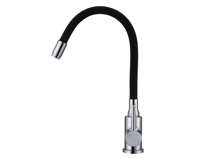 NAVIRA bateria zlewozmywakowa stojąca z elastyczną wylewką, chrom/czarne, Chrom/czarne - zdjęcie 2