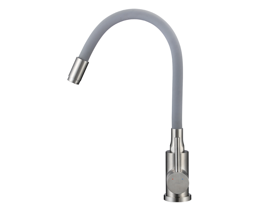 NAVIRA bateria zlewozmywakowa stojąca z elastyczną wylewką, stal szczatkowana/szara, Stal szczotkowana/szare - zdjęcie 2