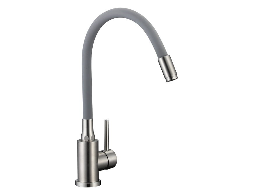 NAVIRA bateria zlewozmywakowa stojąca z elastyczną wylewką, stal szczatkowana/szara, Stal szczotkowana/szare - zdjęcie 4