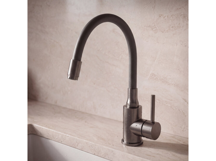 NAVIRA bateria zlewozmywakowa stojąca z elastyczną wylewką, grafit, Grafit - zdjęcie 5