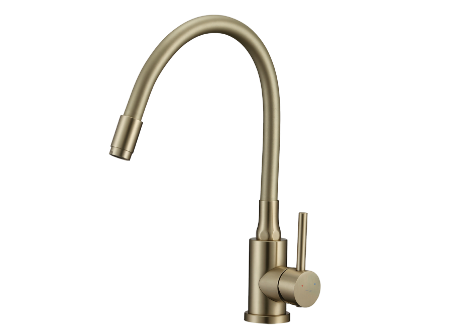 NAVIRA bateria zlewozmywakowa stojąca z elastyczną wylewką, złoto szczotkowane, Złote szczotkowane - zdjęcie 1