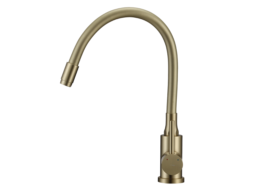 NAVIRA bateria zlewozmywakowa stojąca z elastyczną wylewką, złoto szczotkowane, Złote szczotkowane - zdjęcie 2