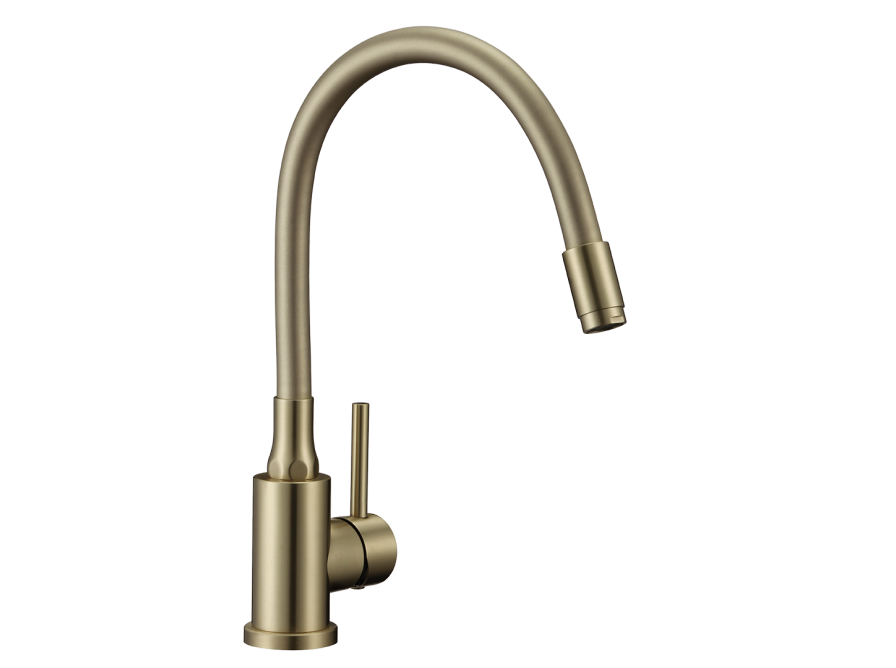 NAVIRA bateria zlewozmywakowa stojąca z elastyczną wylewką, złoto szczotkowane, Złote szczotkowane - zdjęcie 4