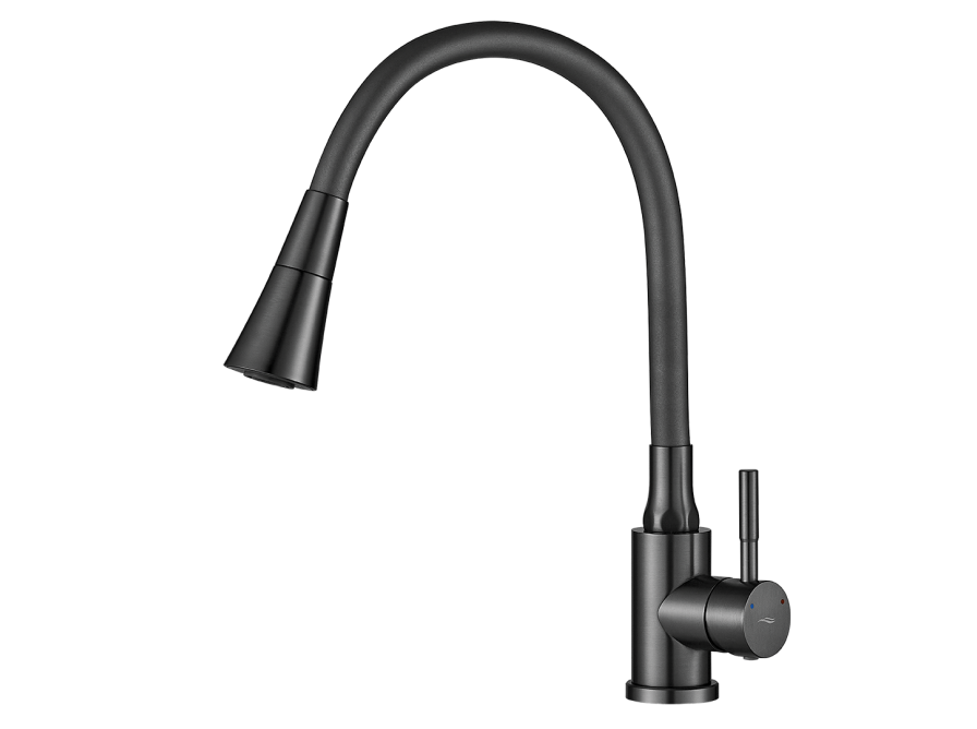 SELVA bateria zlewozmywakowa stojąca z elastyczną 2-funkcyjną wylewką, grafit, Grafit - zdjęcie 1