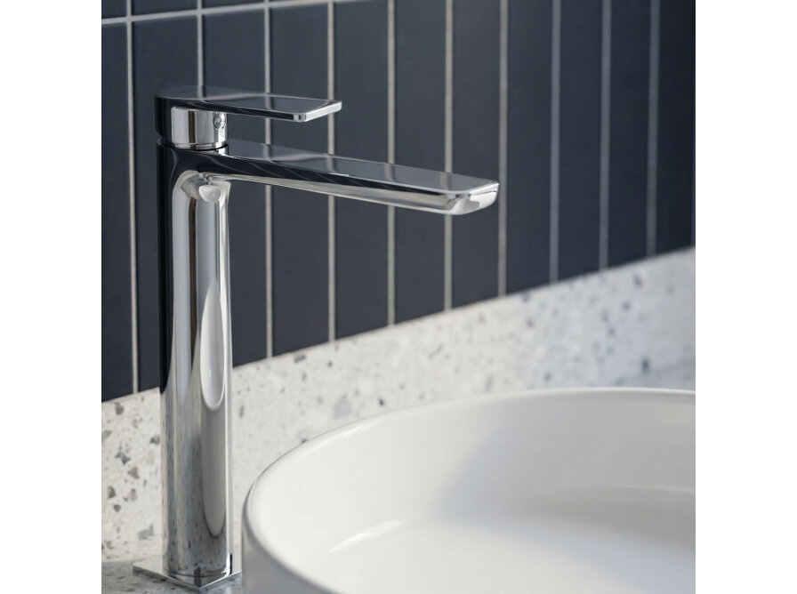 SERTA bateria umywalkowa stojąca chromowana nablatowa, Chrom - zdjęcie 7