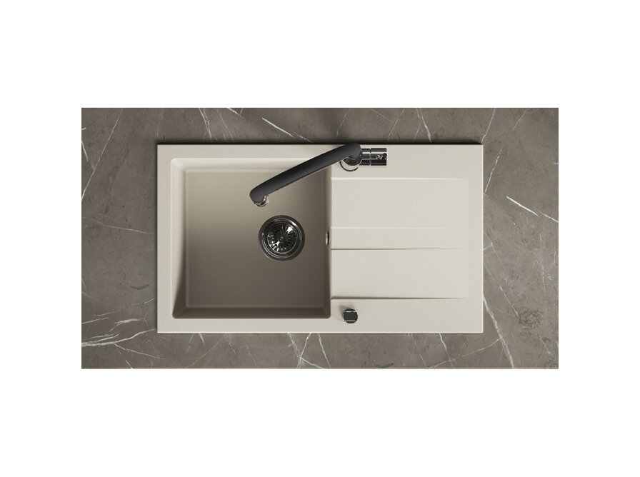 SHIRE zlewozmywak granitowy 1-komorowy z ociekaczem, Beż - zdjęcie 4