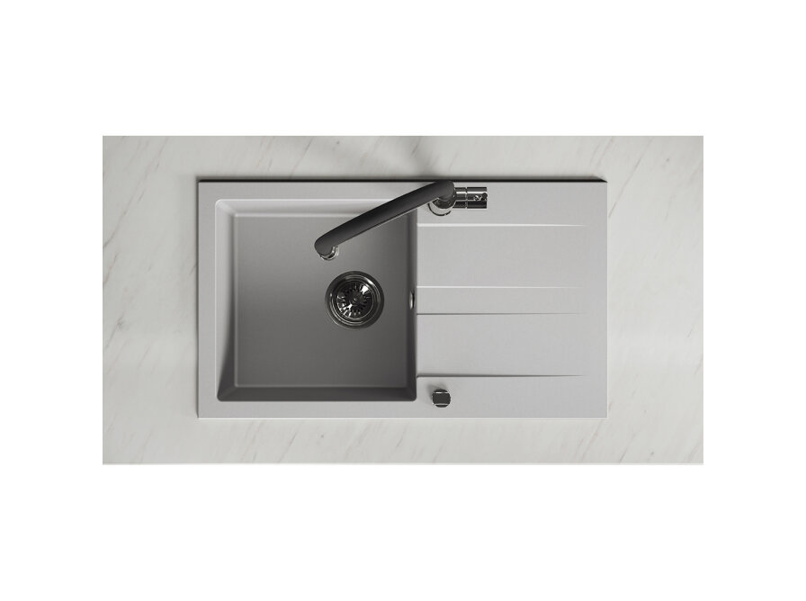 SHIRE zlewozmywak granitowy 1-komorowy z ociekaczem, Szare - zdjęcie 4