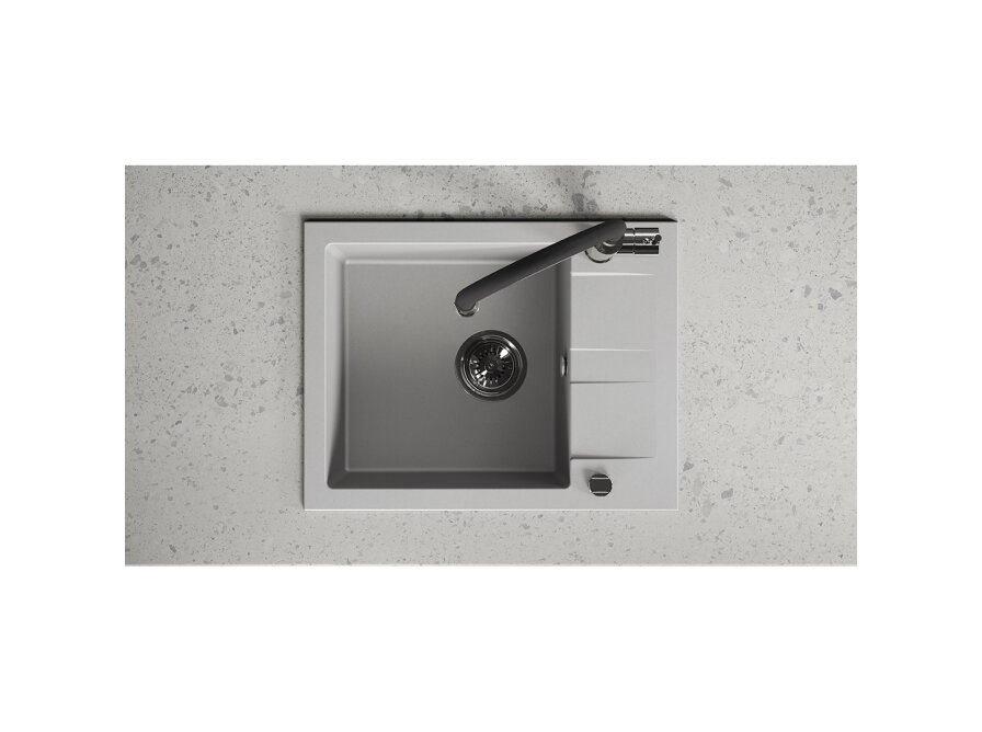 SHIRE zlewozmywak granitowy 1-komorowy z półociekaczem, Szare - zdjęcie 4