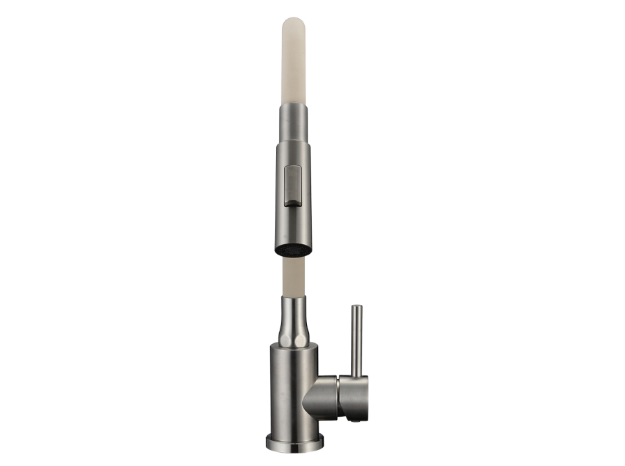 VELIA bateria zlewozmywakowa stojąca z elastyczną 2 - funkcyjną wylewką, stal szczotkowana/beż, Stal szczotkowana/beż - zdjęcie 3