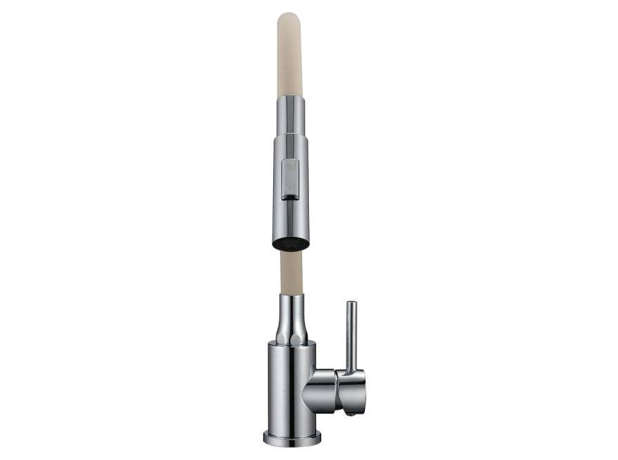 VELIA bateria zlewozmywakowa stojąca z elastyczną 2 - funkcyjną wylewką, chrom/beż, Chrom/beż - zdjęcie 3