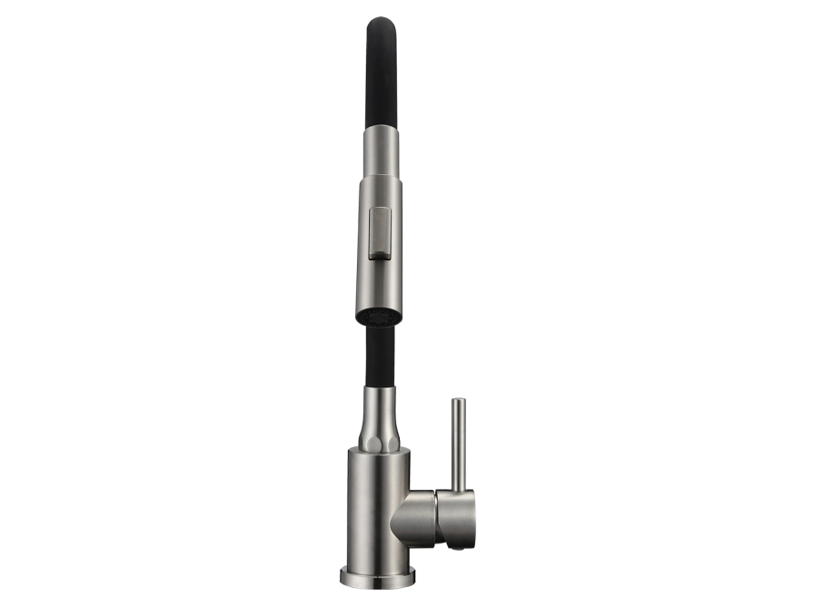 VELIA bateria zlewozmywakowa stojąca z elastyczną 2 - funkcyjną wylewką, stal szczotkowana/czarne, Stal szczotkowana/czarne - zdjęcie 4