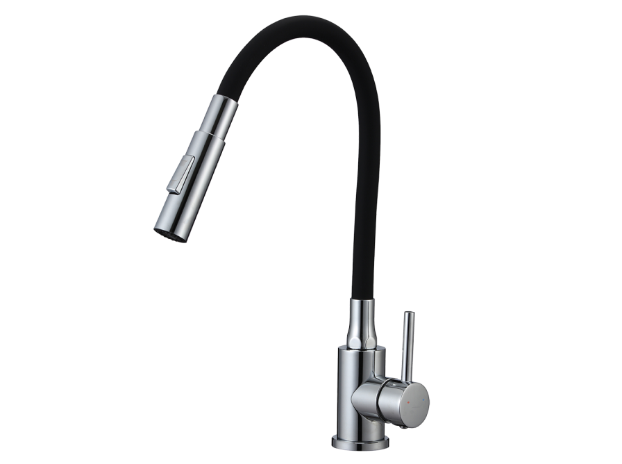 VELIA bateria zlewozmywakowa stojąca z elastyczną 2 - funkcyjną wylewką, czarne, Czarne - zdjęcie 1