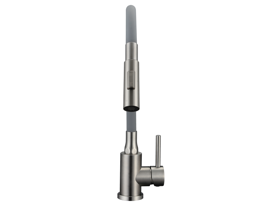 VELIA bateria zlewozmywakowa stojąca z elastyczną 2 - funkcyjną wylewką, stal szczotkowana/szare, Stal szczotkowana/szare - zdjęcie 4