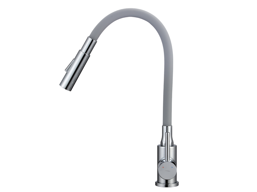 VELIA bateria zlewozmywakowa stojąca z elastyczną 2 - funkcyjną wylewką, chrom/szare, Chrom/szare - zdjęcie 2