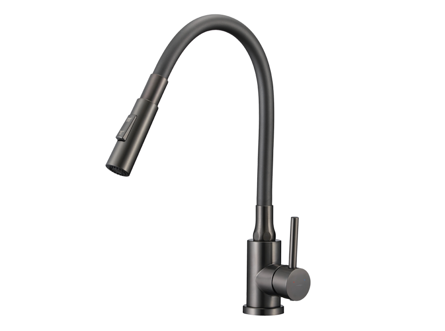 VELIA bateria zlewozmywakowa stojąca z elastyczną 2 - funkcyjną wylewką, grafit, Grafit - zdjęcie 1