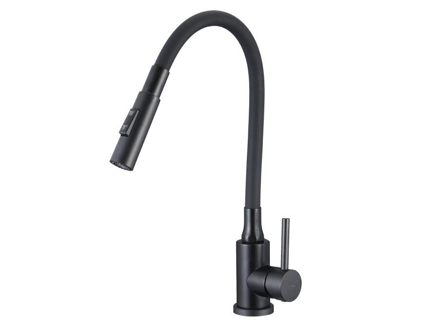 VELIA upright sink mixer with elastic 2-function spout, black, Black - photo 4