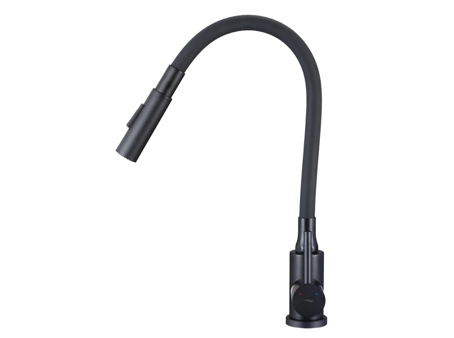 VELIA upright sink mixer with elastic 2-function spout, black, Black - photo 3