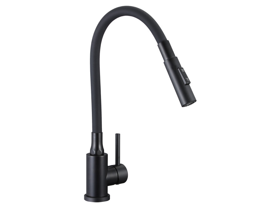 VELIA upright sink mixer with elastic 2-function spout, black, Black - photo 2